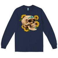 Navy skull flowers and gemstone Long Sleeve Tee - Artiststas