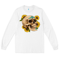 White skull flowers and gemstone Long Sleeve Tee - Artiststas