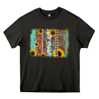Asphalt aztec leopard turquoise sunflower background Heavy Core Tee - RanaPortraitStore