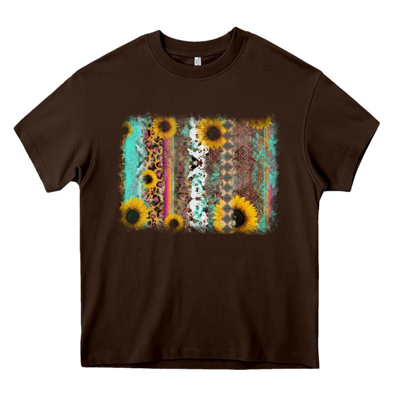 Aztec Leopard Turquoise Sunflower Background Heavy Core Tee by RanaPortraitStore | Teevron
