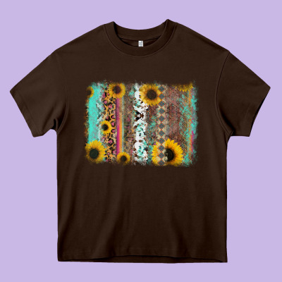 Aztec Leopard Turquoise Sunflower Background Heavy Core Tee Designed By Ranaportraitstore