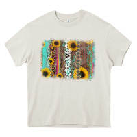 Cream aztec leopard turquoise sunflower background Heavy Core Tee - RanaPortraitStore