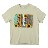 Mossy aztec leopard turquoise sunflower background Heavy Core Tee - RanaPortraitStore