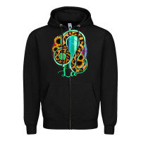 Black Leo Zodiac Sign Sunflower Leopard Serape Zipper Hoodie - RanaPortraitStore