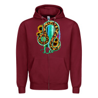 Burgundy Leo Zodiac Sign Sunflower Leopard Serape Zipper Hoodie - RanaPortraitStore