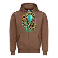 Chestnut Leo Zodiac Sign Sunflower Leopard Serape Zipper Hoodie - RanaPortraitStore