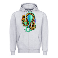 Heather Grey Leo Zodiac Sign Sunflower Leopard Serape Zipper Hoodie - RanaPortraitStore