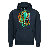 Navy Leo Zodiac Sign Sunflower Leopard Serape Zipper Hoodie - RanaPortraitStore