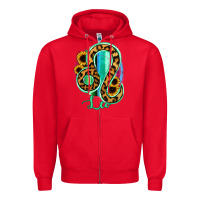 Red Leo Zodiac Sign Sunflower Leopard Serape Zipper Hoodie - RanaPortraitStore