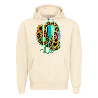Sandshell Leo Zodiac Sign Sunflower Leopard Serape Zipper Hoodie - RanaPortraitStore