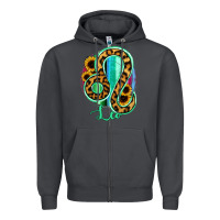 Smoke Leo Zodiac Sign Sunflower Leopard Serape Zipper Hoodie - RanaPortraitStore