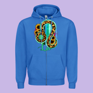 Leo Zodiac Sign Sunflower Leopard Serape Zipper Hoodie Designed By Ranaportraitstore