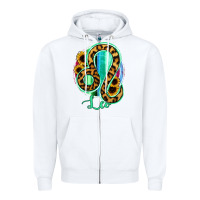 White Leo Zodiac Sign Sunflower Leopard Serape Zipper Hoodie - RanaPortraitStore