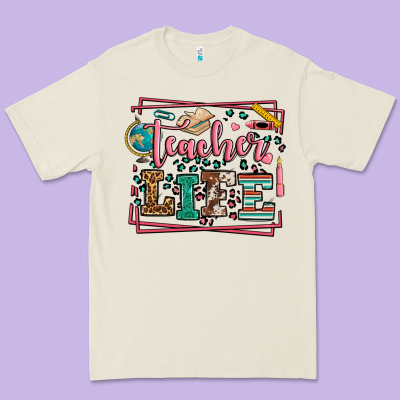 Teacher Life Leopard Frame Premium Tee Designed By Lillyallendesigns