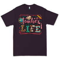 Plum Teacher life leopard frame Premium Tee - LillyAllenDesigns