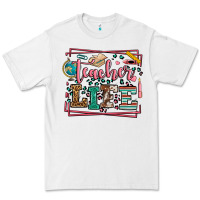 White Teacher life leopard frame Premium Tee - LillyAllenDesigns
