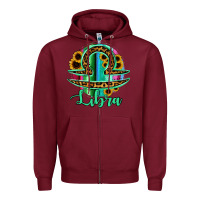 Burgundy Libra Zodiac Sign Sunflower Leopard Serape Zipper Hoodie - RanaPortraitStore