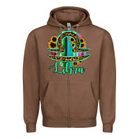 Chestnut Libra Zodiac Sign Sunflower Leopard Serape Zipper Hoodie - RanaPortraitStore