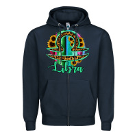 Navy Libra Zodiac Sign Sunflower Leopard Serape Zipper Hoodie - RanaPortraitStore