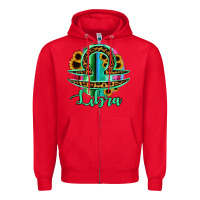 Red Libra Zodiac Sign Sunflower Leopard Serape Zipper Hoodie - RanaPortraitStore