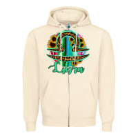 Sandshell Libra Zodiac Sign Sunflower Leopard Serape Zipper Hoodie - RanaPortraitStore