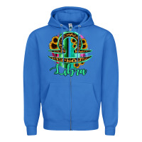 True Royal Libra Zodiac Sign Sunflower Leopard Serape Zipper Hoodie - RanaPortraitStore