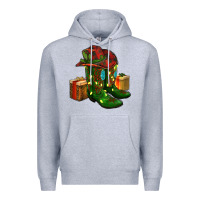 Heather Grey cowboy hat with boots christmas Premium Hoodie - RanaPortraitStore