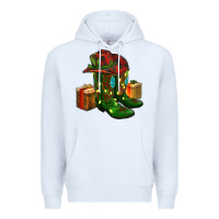 White cowboy hat with boots christmas Premium Hoodie - RanaPortraitStore