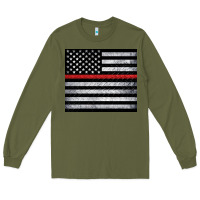 Army Green thin red line American flag metal floor Long Sleeve Tee - Artiststas