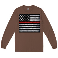 Chestnut thin red line American flag metal floor Long Sleeve Tee - Artiststas