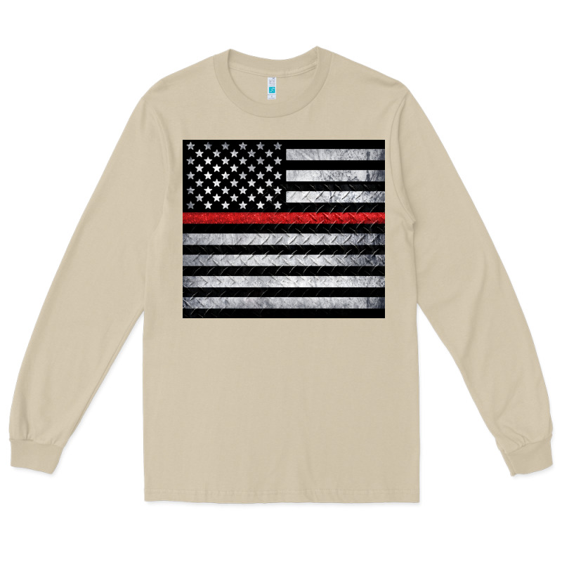 Thin Red Line American Flag Metal Floor Long Sleeve Tee by Artiststas | Teevron