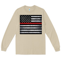 Mushroom thin red line American flag metal floor Long Sleeve Tee - Artiststas