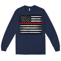 Navy thin red line American flag metal floor Long Sleeve Tee - Artiststas