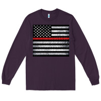 Plum thin red line American flag metal floor Long Sleeve Tee - Artiststas