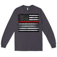Smoke thin red line American flag metal floor Long Sleeve Tee - Artiststas