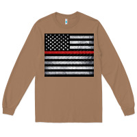 Toasted Coconut thin red line American flag metal floor Long Sleeve Tee - Artiststas