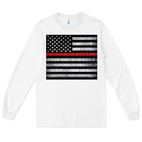 White thin red line American flag metal floor Long Sleeve Tee - Artiststas