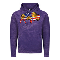 Cloud Purple bison amerıcan flag Vintage Hoodie - BarkalooDesign