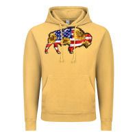 Vintage Mustard bison amerıcan flag Vintage Hoodie - BarkalooDesign