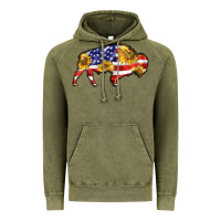 Vintage Olive bison amerıcan flag Vintage Hoodie - BarkalooDesign
