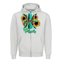 Dove Grey Pisces Zodiac Sign Sunflower Leopard Serape Zipper Hoodie - RanaPortraitStore