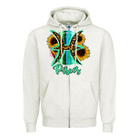 Oatmeal Heather Pisces Zodiac Sign Sunflower Leopard Serape Zipper Hoodie - RanaPortraitStore