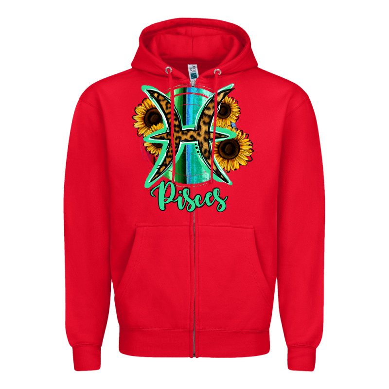 Pisces Zodiac Sign Sunflower Leopard Serape Zipper Hoodie by RanaPortraitStore | Teevron