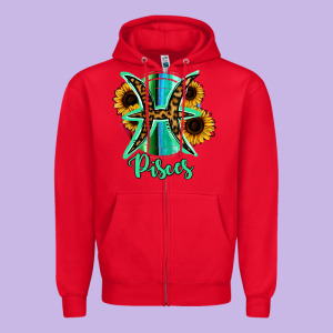 Pisces Zodiac Sign Sunflower Leopard Serape Zipper Hoodie Designed By Ranaportraitstore