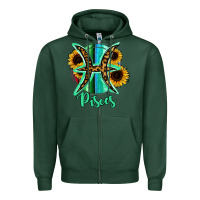 Sports Green Pisces Zodiac Sign Sunflower Leopard Serape Zipper Hoodie - RanaPortraitStore