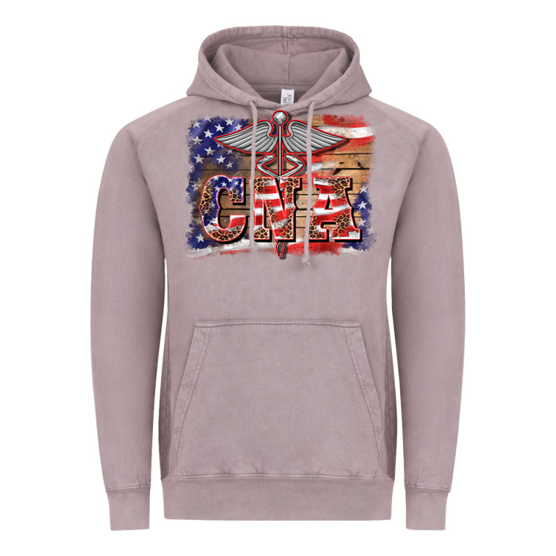 Patriotic Nurse Certified Nurse  Assistant Medilcal Symbol  Background Vintage Hoodie by BarkalooDesign | Teevron