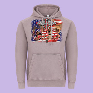 Patriotic Nurse Certified Nurse  Assistant Medilcal Symbol  Background Vintage Hoodie Designed By Barkaloodesign