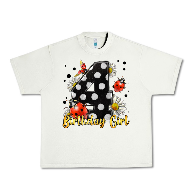 Ladybug Birthday Girl Age 4 Urban Heavy Tee by LillyAllenDesigns | Teevron