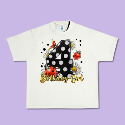 Ladybug Birthday Girl Age 4 Urban Heavy Tee Designed By Lillyallendesigns