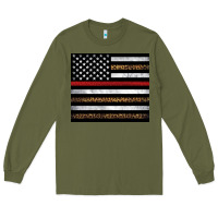 Army Green thin red line American flag leopard Long Sleeve Tee - Artiststas